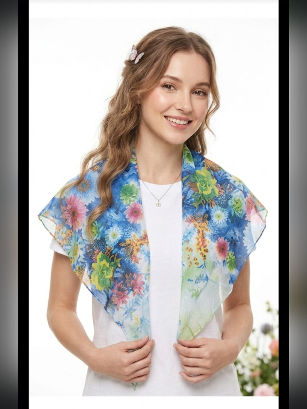 Whimsical Fairy Floral Scarf Shawl Shoulder Wrap Womens #3050